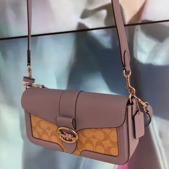 Coach Georgie Shoulder Bag In Signature Canvas Light Khaki / Marble Blue - Picture 16 of 16